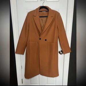 Double Breasted Wool Coat Burnt Orange - Large